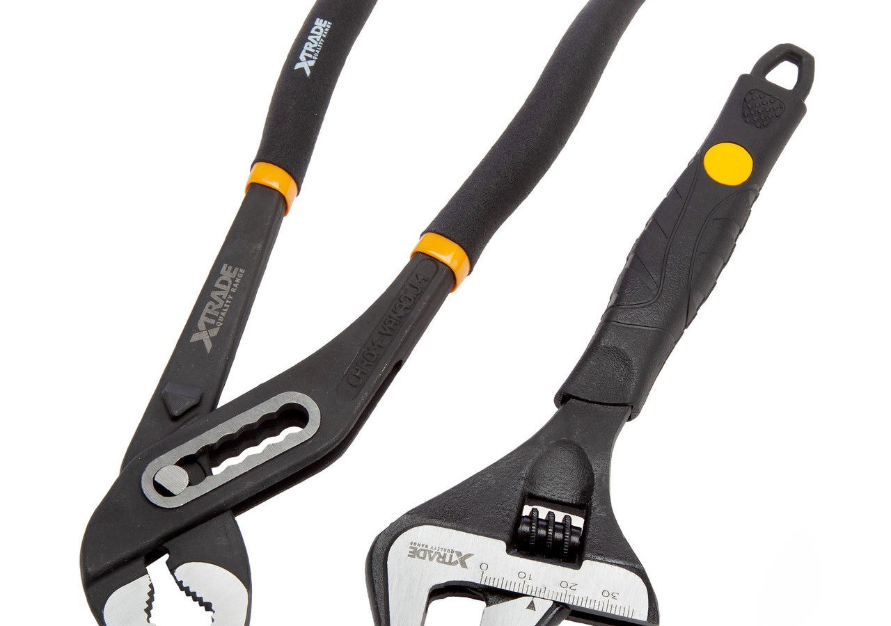 XTrade X0900231 Water Pump Plier & Wide Jaw Adjustable Wrench Set