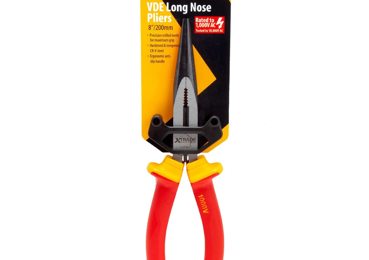 XTrade X0900229 VDE Long-Nose Pliers 8″/200mm