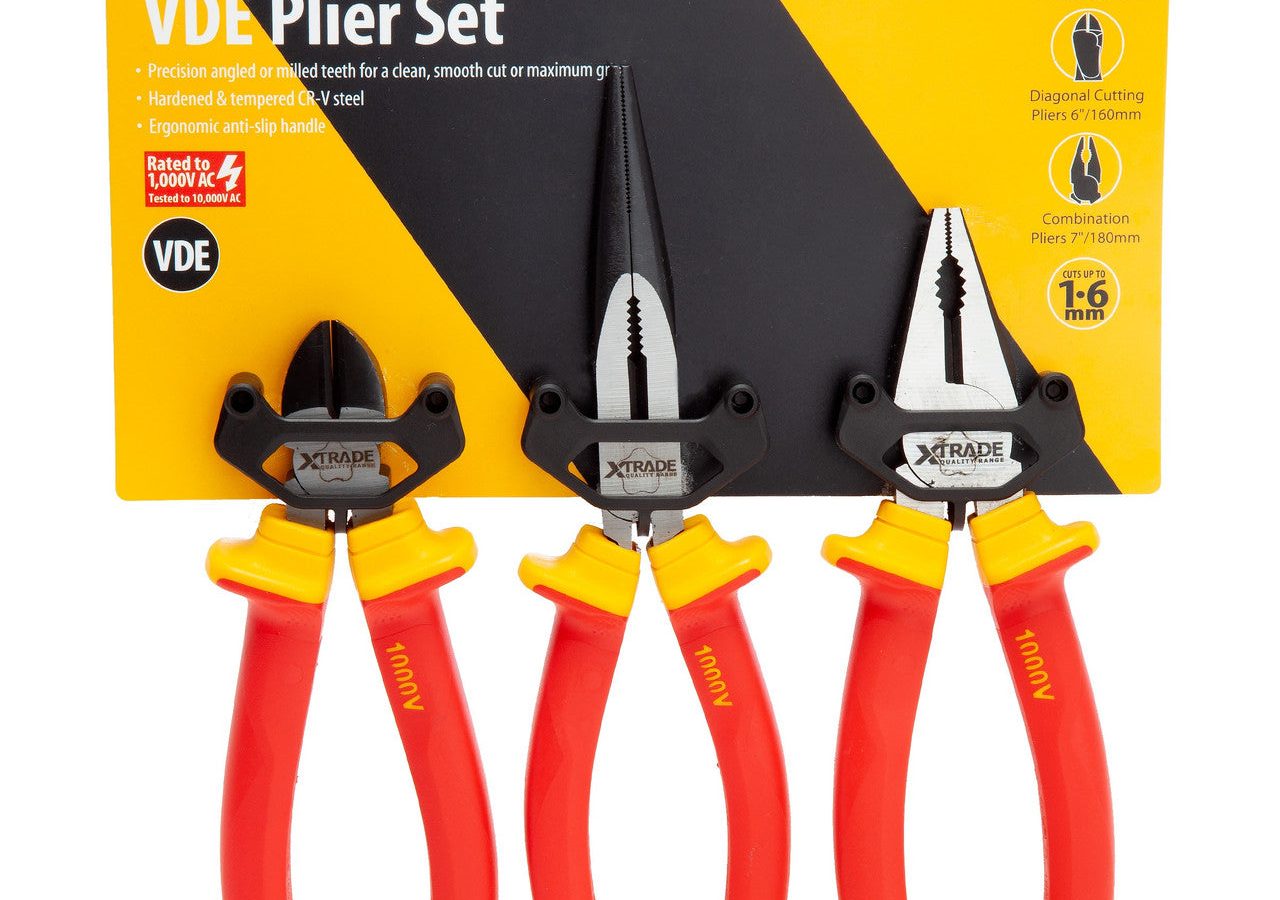 XTrade X0900221 VDE Pliers Set (3 Piece)