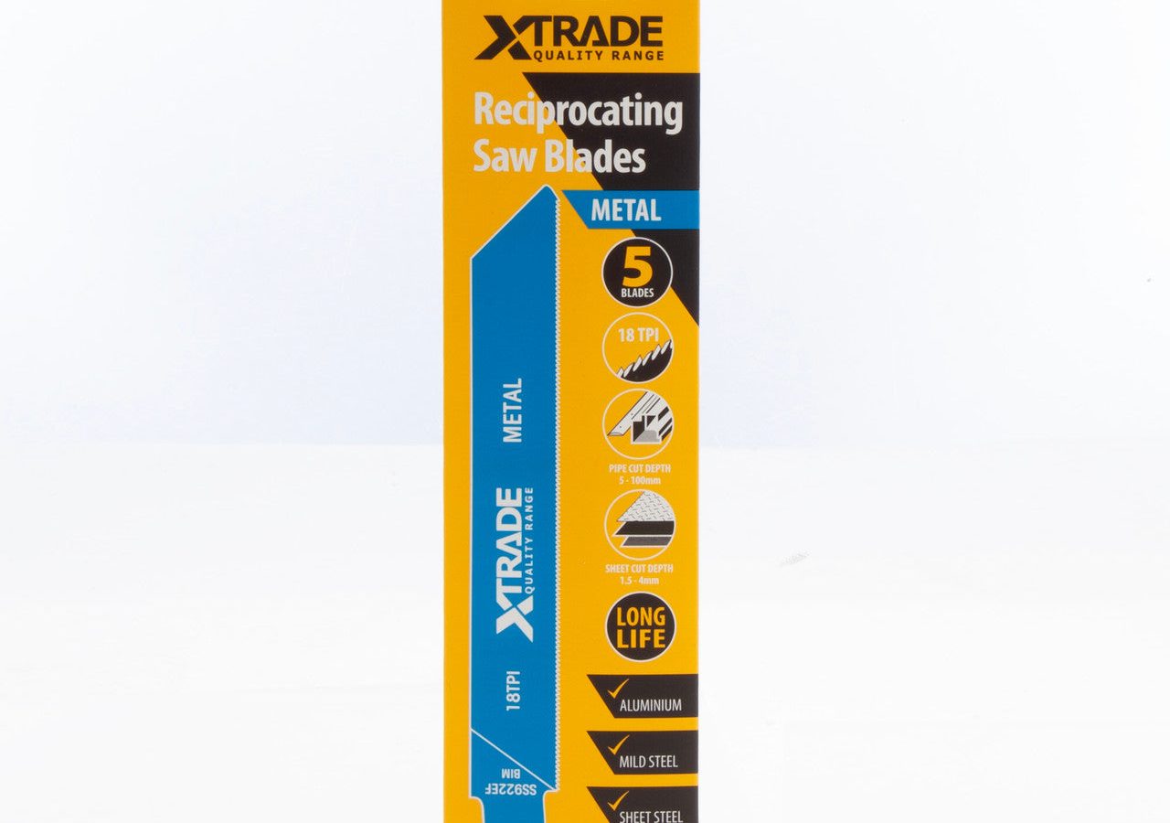 XTrade SS922EF Bi-Metal Flexible Reciprocating Saw Blade for Thin Metal 150mm 18TPI (Pack of 5)