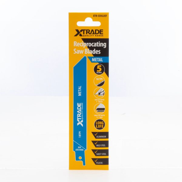XTrade SS922EF Bi-Metal Flexible Reciprocating Saw Blade for Thin Metal 150mm 18TPI (Pack of 5)
