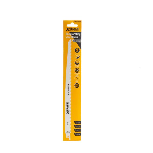 XTrade SS1411DF Bi-Metal Heavy Reciprocating Saw Blade for Wood & Metal 300mm 6TPI (Pack of 5)