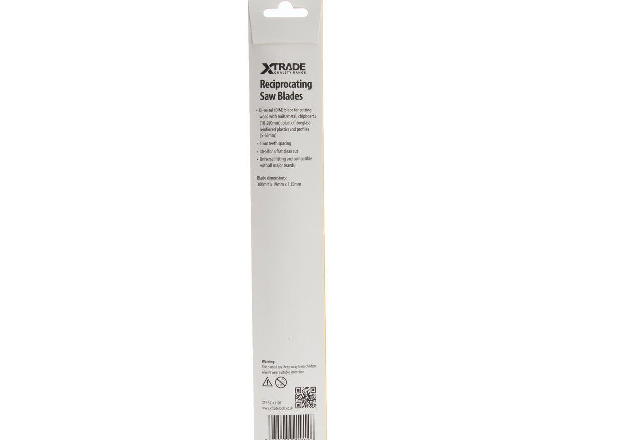 XTrade SS1411DF Bi-Metal Heavy Reciprocating Saw Blade for Wood & Metal 300mm 6TPI (Pack of 5)