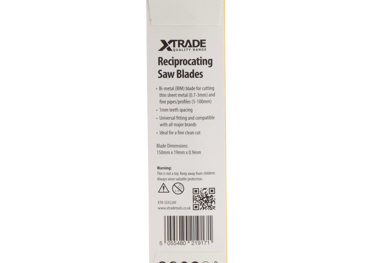 XTrade SS922AF Bi-Metal Flexible Reciprocating Saw Blade for Thin Metal 150mm 24TPI (Pack of 5)