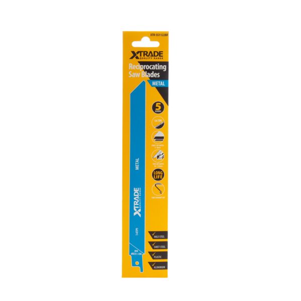 XTrade SS1122BF Bi-Metal Flexible Reciprocating Saw Blade for Medium-Thick Metal 225mm 14TPI (Pack of 5)