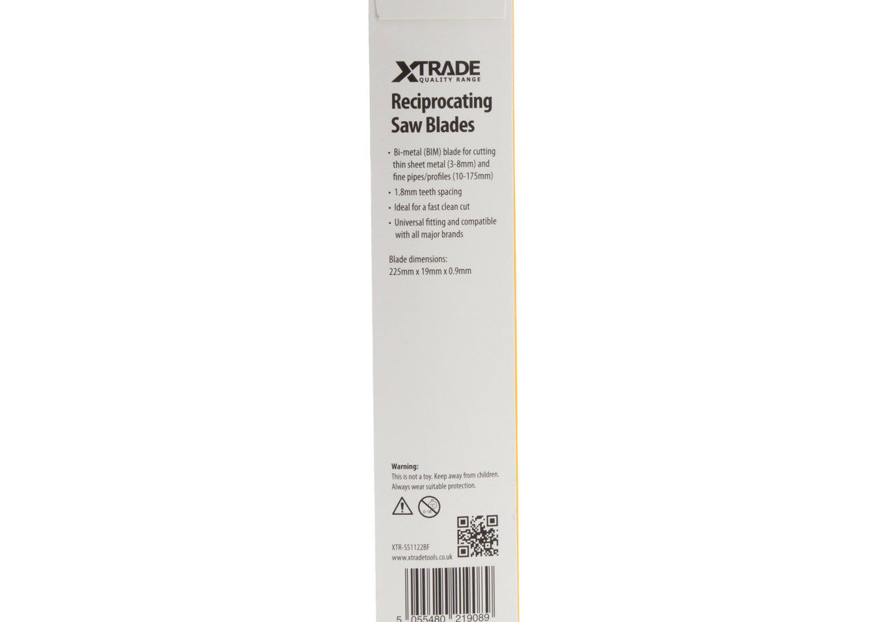 XTrade SS1122BF Bi-Metal Flexible Reciprocating Saw Blade for Medium-Thick Metal 225mm 14TPI (Pack of 5)
