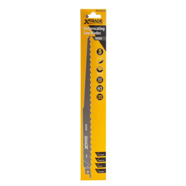 XTrade SS1617K HCS Basic Reciprocating Saw Blade for Wood 300mm 3TPI (Pack of 5)