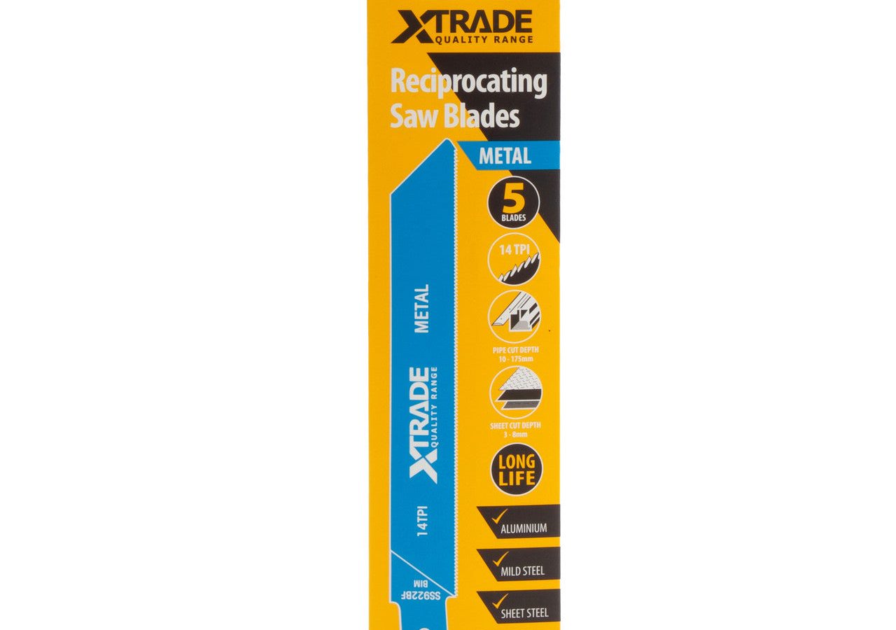 XTrade SS922BF Bi-Metal Flexible Reciprocating Saw Blade for Medium-Thick Metal 150mm 14TPI (Pack of 5)