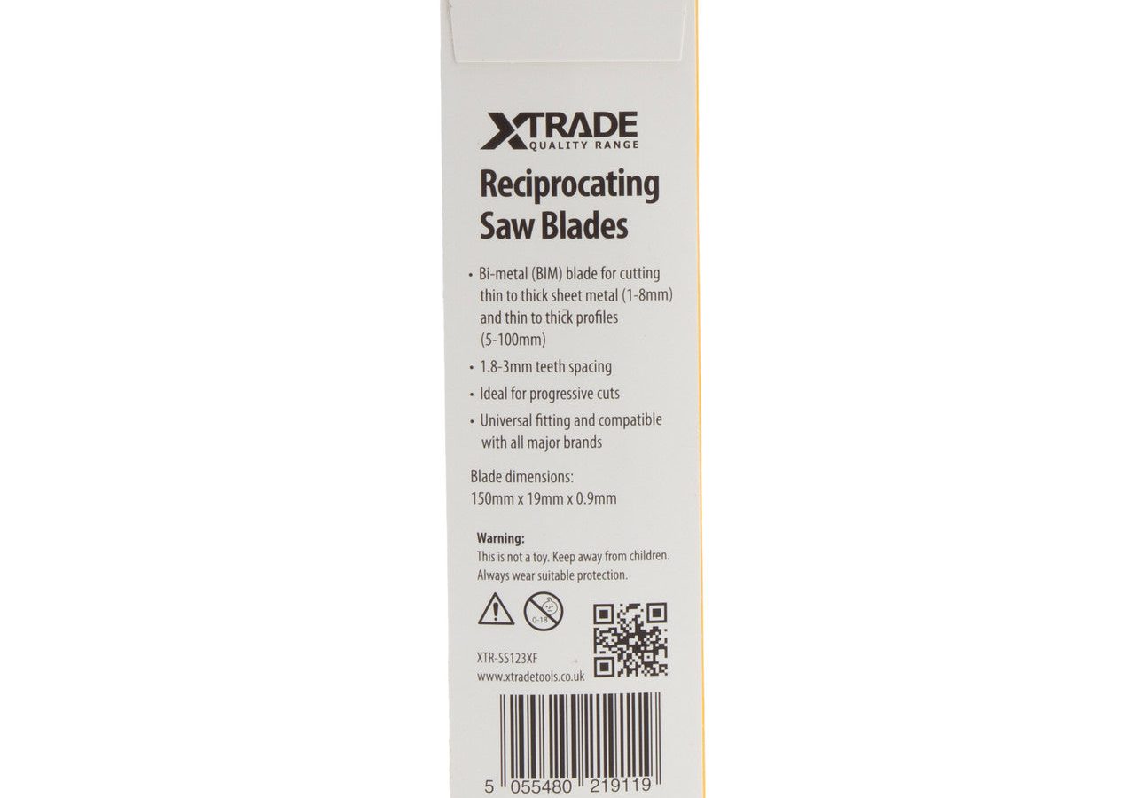 XTrade SS123XF Bi-Metal Progressor Reciprocating Saw Blade for Metal 150mm 8-14TPI (Pack of 5)