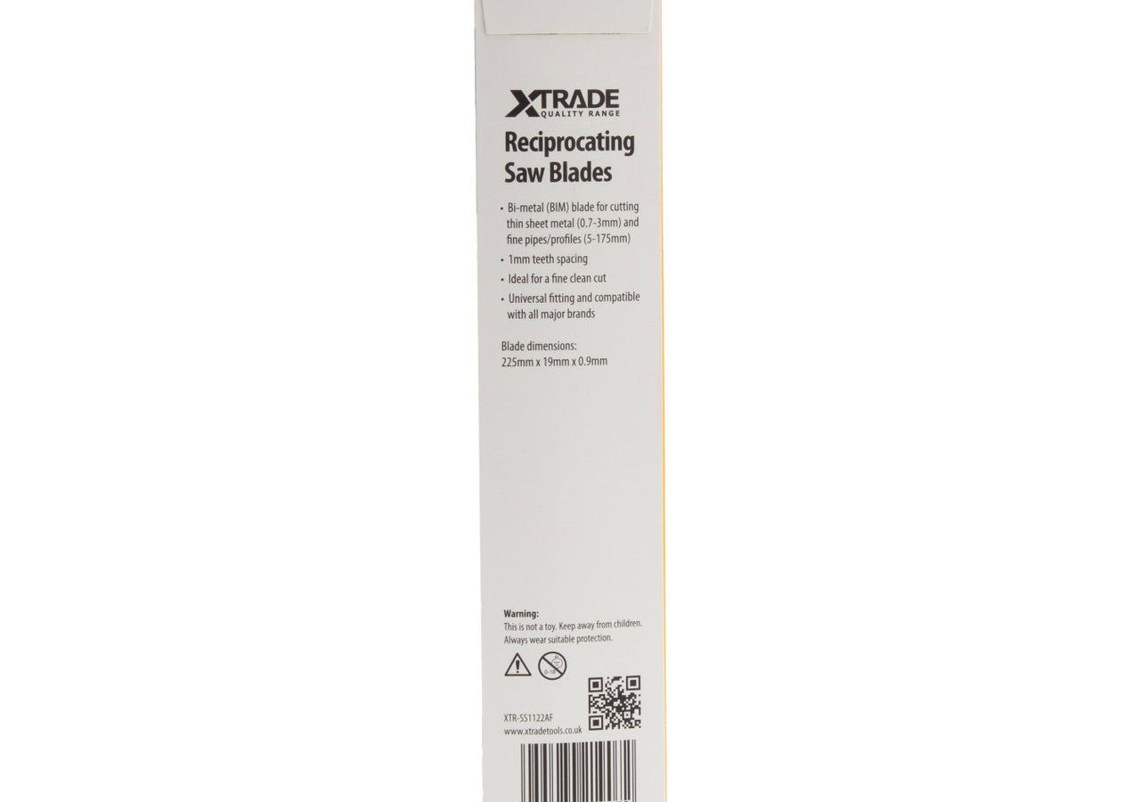 XTrade SS1122AF Bi-Metal Flexible Reciprocating Saw Blade for Thin Metal 225mm 24TPI (Pack of 5)