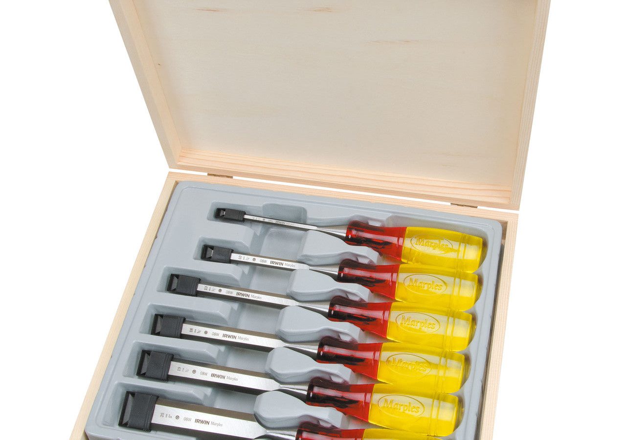 Irwin TM373S6 Marples Bevel Edge Splitproof Handle Chisel Set (6 Piece)