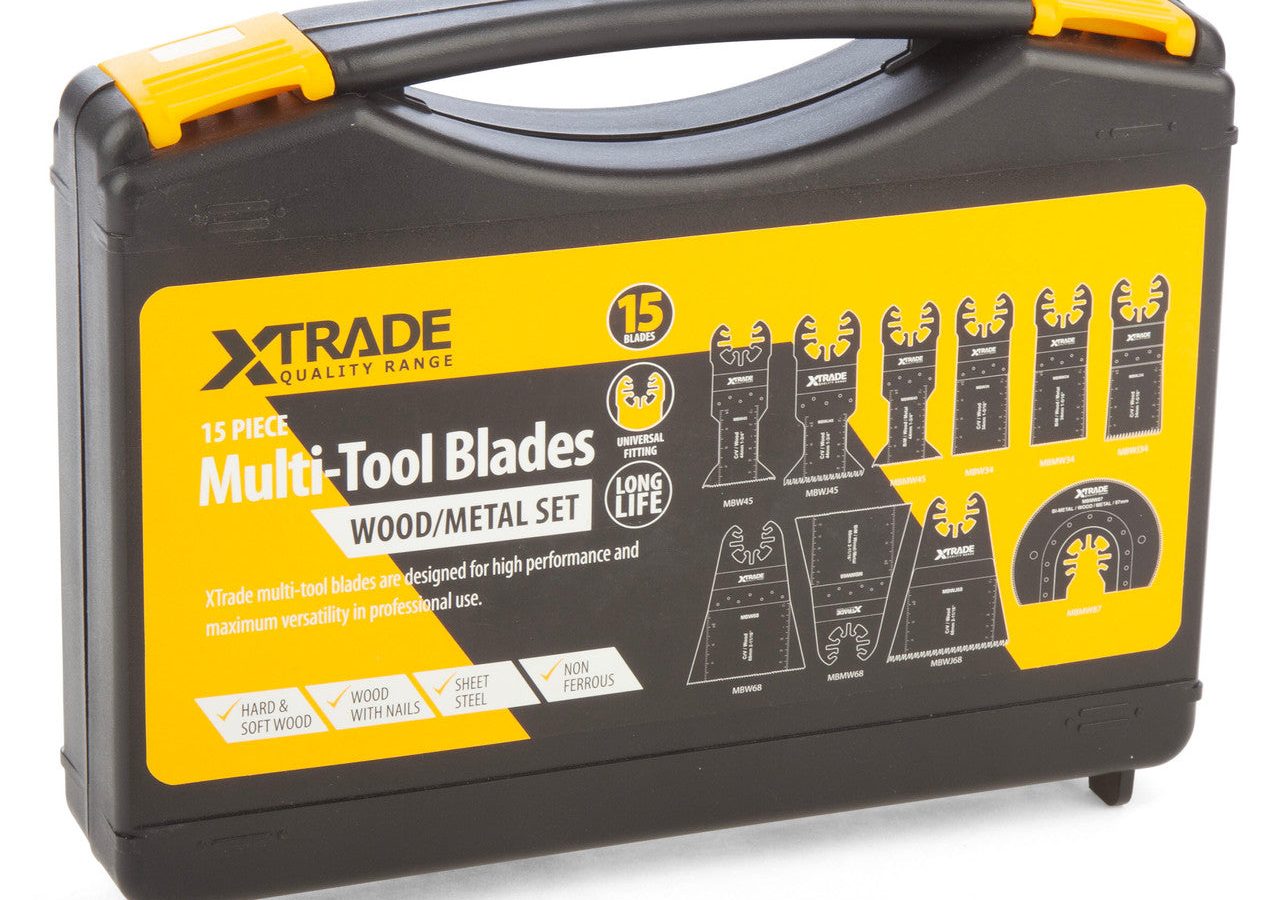 XTrade MBMWSET-15B Multi-Tool Blade Set for Wood & Metal in Case (15 Piece)
