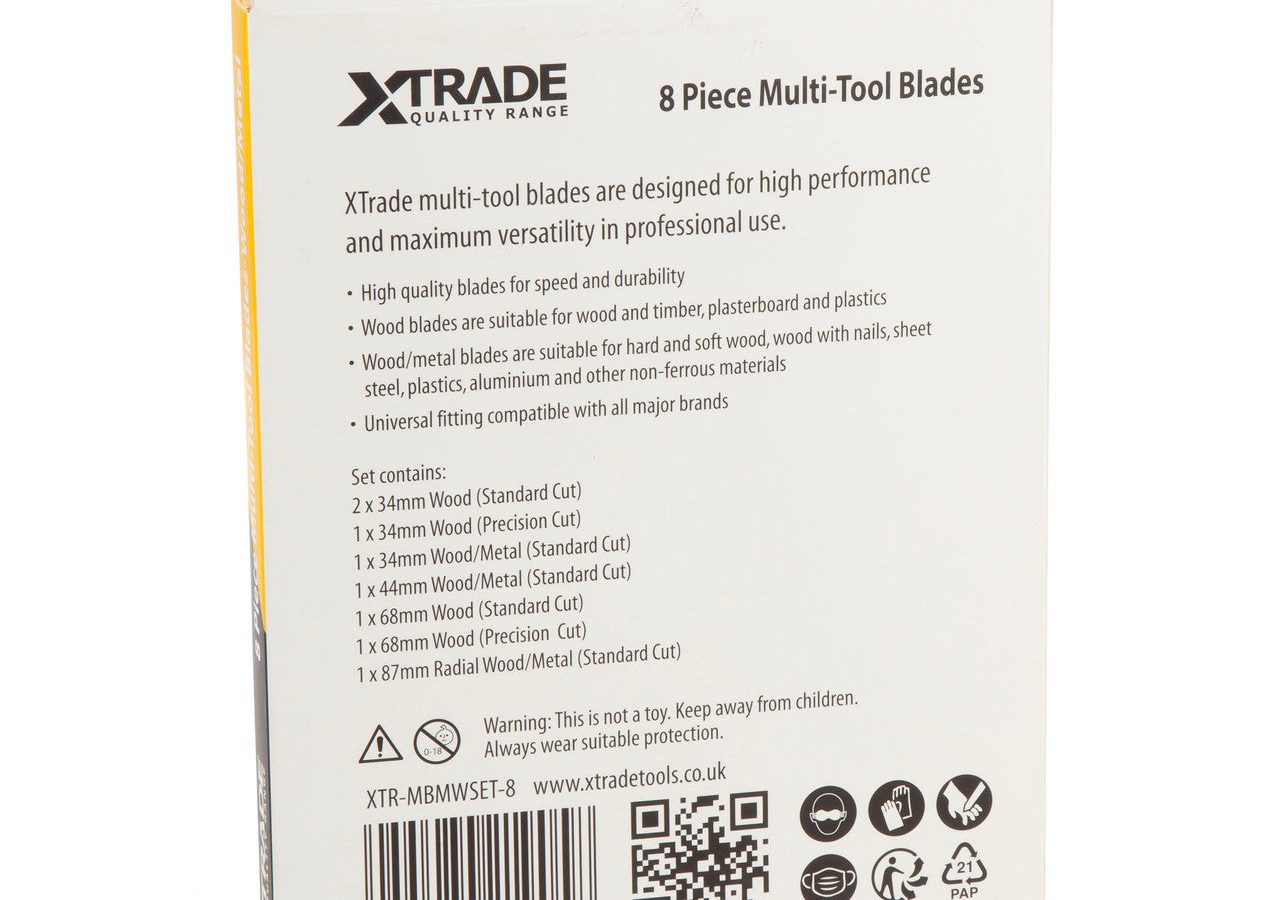 XTrade MBMWSET-8 Multi-Tool Blade Set for Wood & Metal (8 Piece)