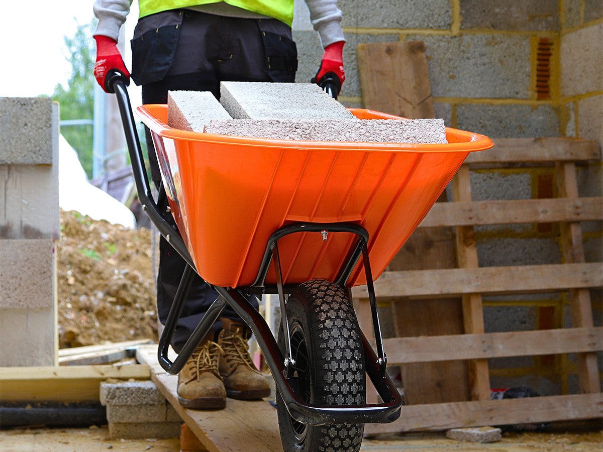 Excel 30372 Heavy-Duty Wheelbarrow with 100L HDPE Tray (Pallet of 6)