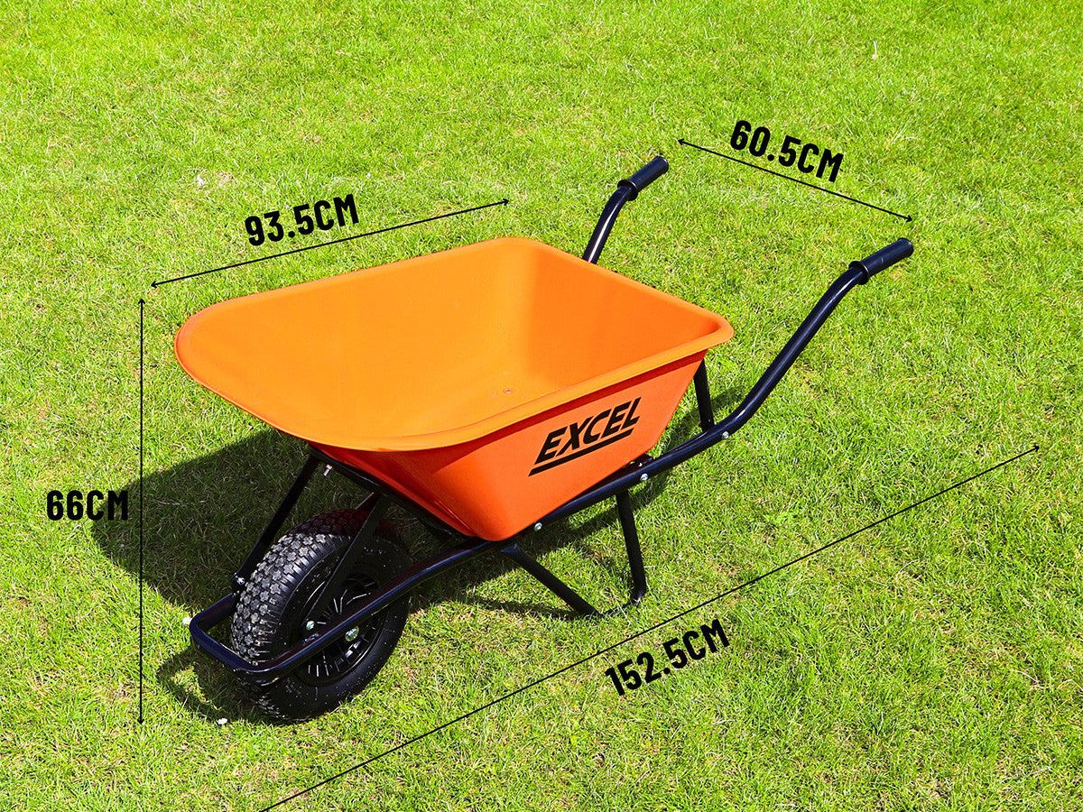 Excel 30372 Heavy-Duty Wheelbarrow with 100L HDPE Tray (Pallet of 6)