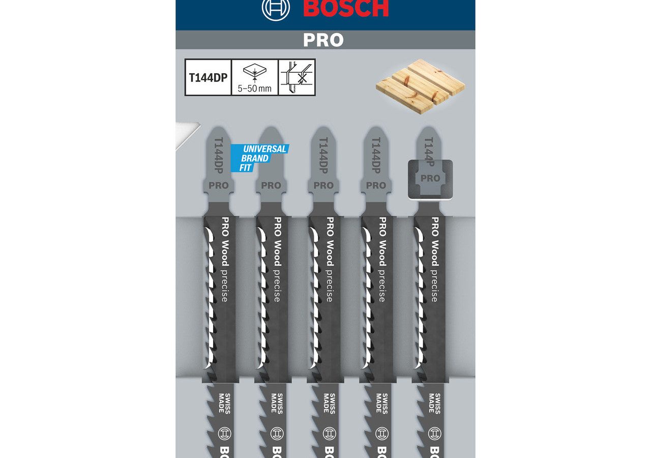 Bosch 2608633A35 PRO T144DP HCS Precise Jigsaw Blade for Wood 100mm 6TPI (Pack of 5)