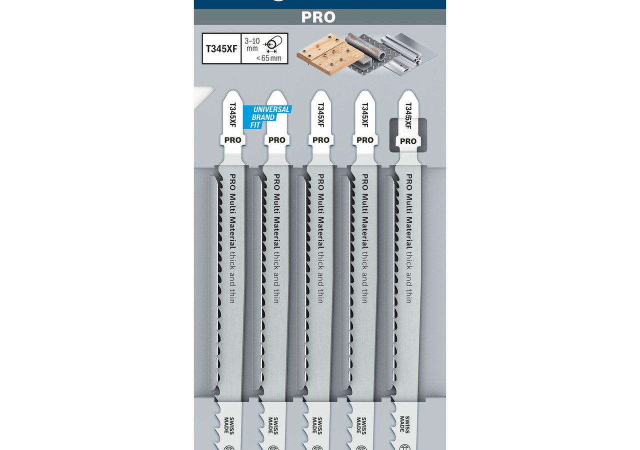 Bosch 2608634994 PRO T345XF Bi-Metal Thick & Thin Multi-Material Jigsaw Blade 132mm 5-11TPI (Pack of 5)