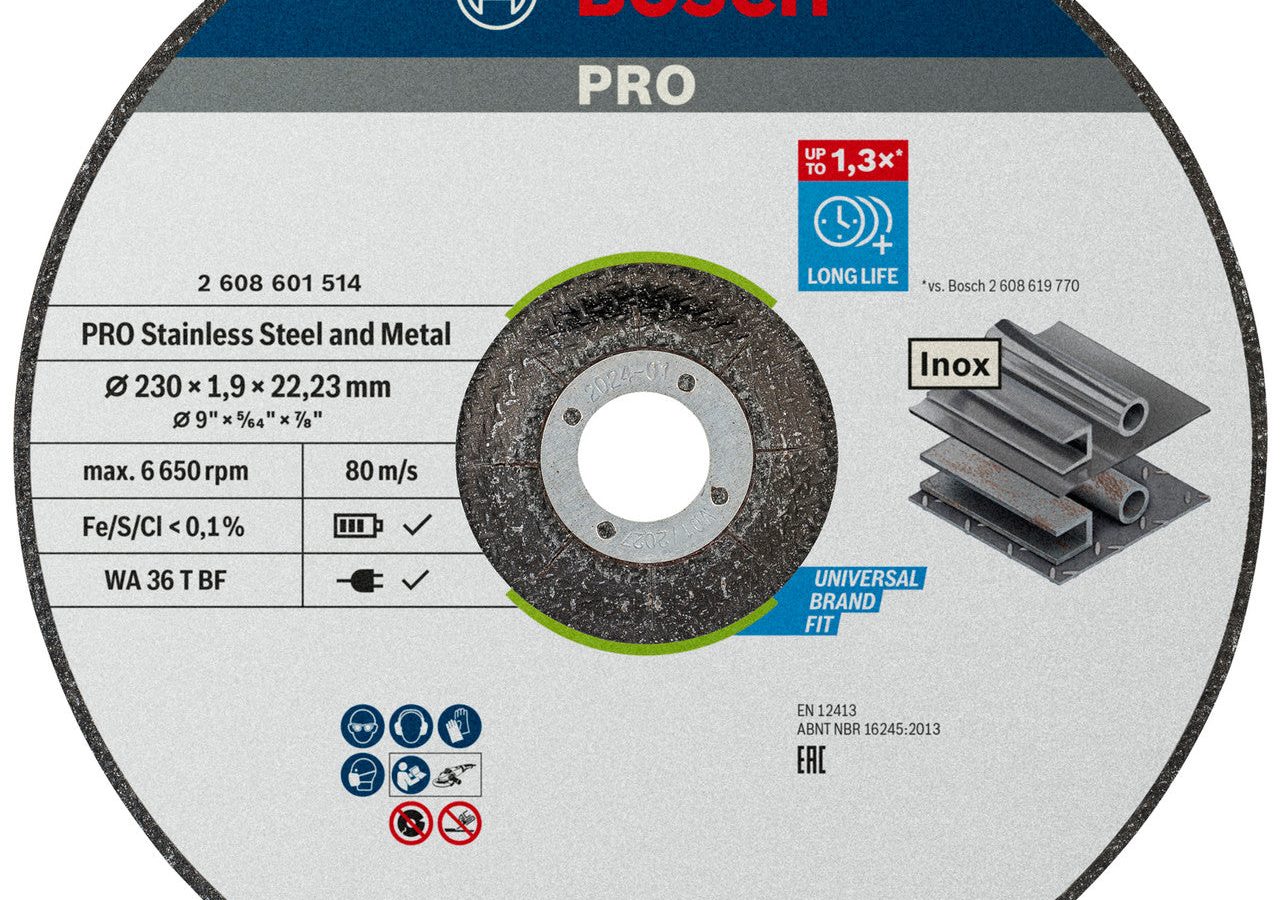 Bosch 2608601514 PRO Stainless Steel & Metal Cutting Disc 230mm (Box of 25)