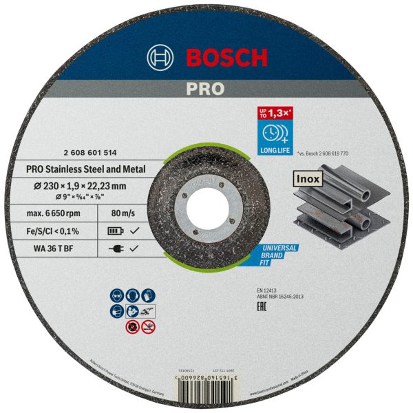 Bosch 2608601514 PRO Stainless Steel & Metal Cutting Disc 230mm (Box of 25)