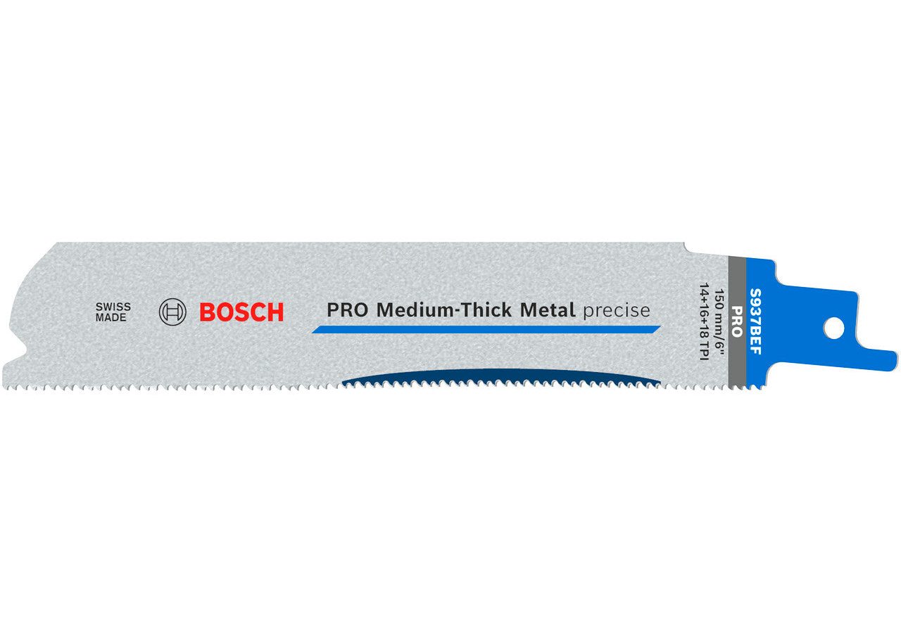 Bosch 2608658991 PRO S937BEF Bi-Metal Precise Reciprocating Saw Blade for Medium-Thick Metal 150mm 14+16+18TPI (Pack of 5)