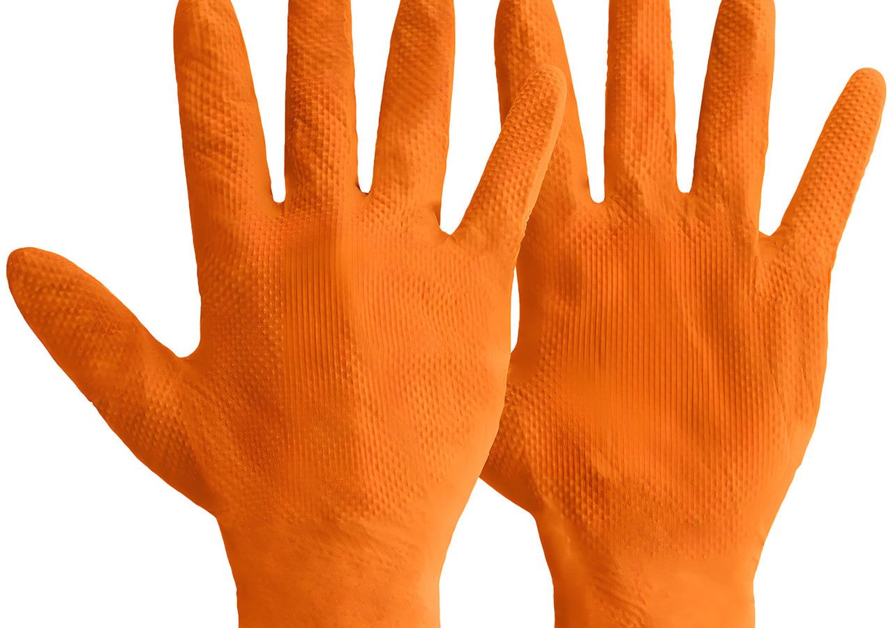 Mercator RP300270Q2 Ideall Grip Orange Nitrile Disposable Gloves Size 7 (S) (Pack of 50)