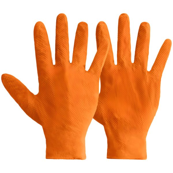 Mercator RP300270Q2 Ideall Grip Orange Nitrile Disposable Gloves Size 7 (S) (Pack of 50)