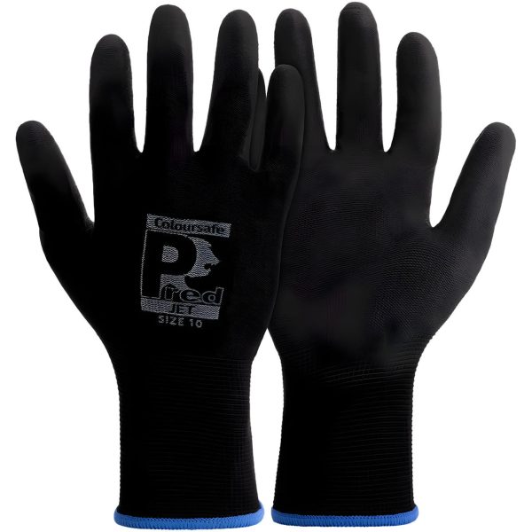Predator by Ron BLACK-PUPL-8 Coloursafe Pred Jet Work Gloves Size 8 (M) (Pack of 10 Pairs)
