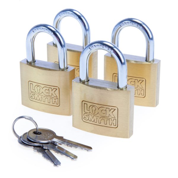 Locksmyth L2200012 Brass Padlock 40mm (Pack of 4)