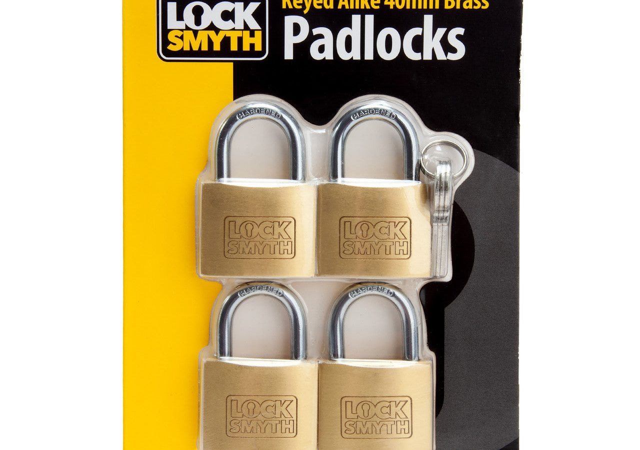 Locksmyth L2200012 Brass Padlock 40mm (Pack of 4)