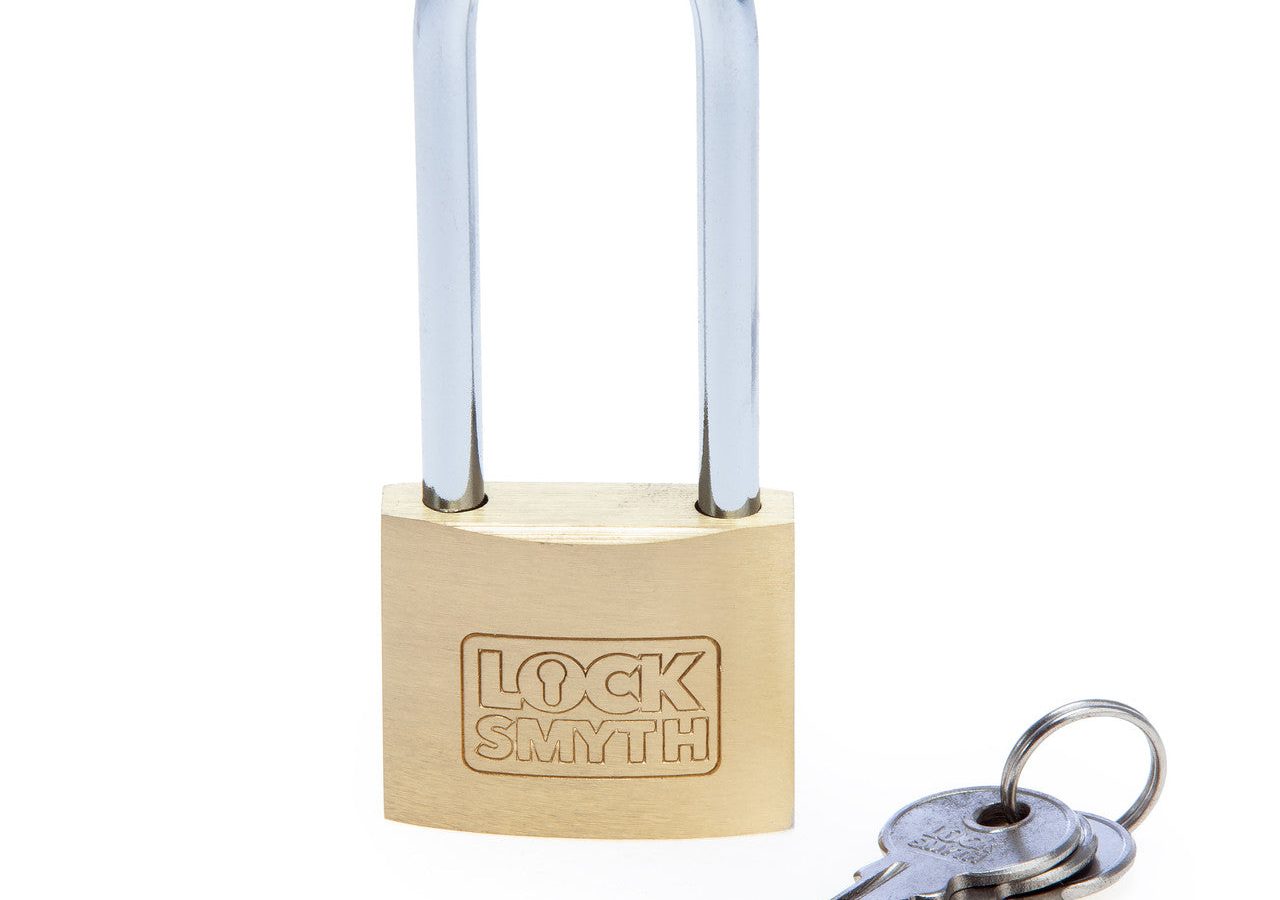 Locksmyth L2200014 Long Shackle Brass Padlock 40mm