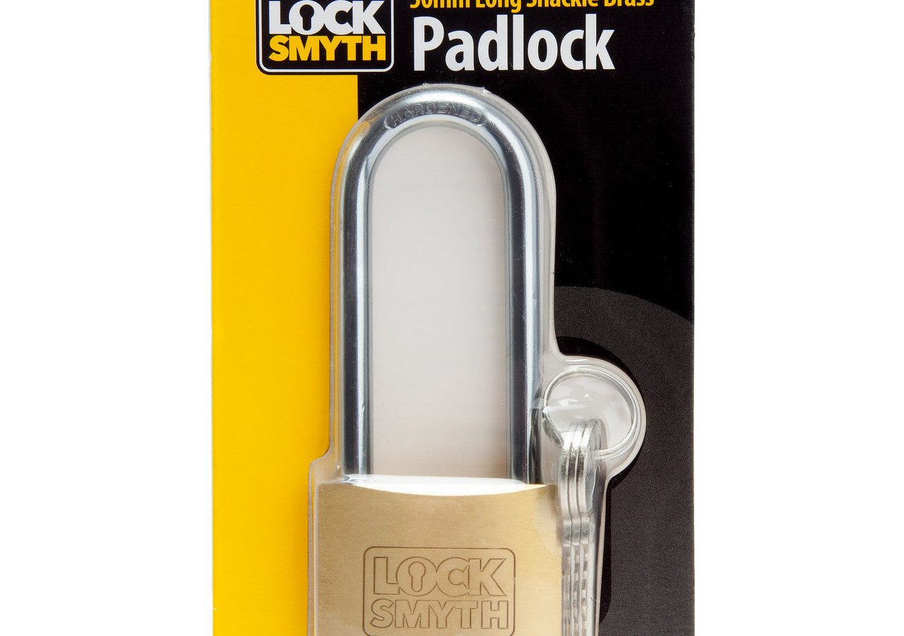 Locksmyth L2200015 Long Shackle Brass Padlock 50mm