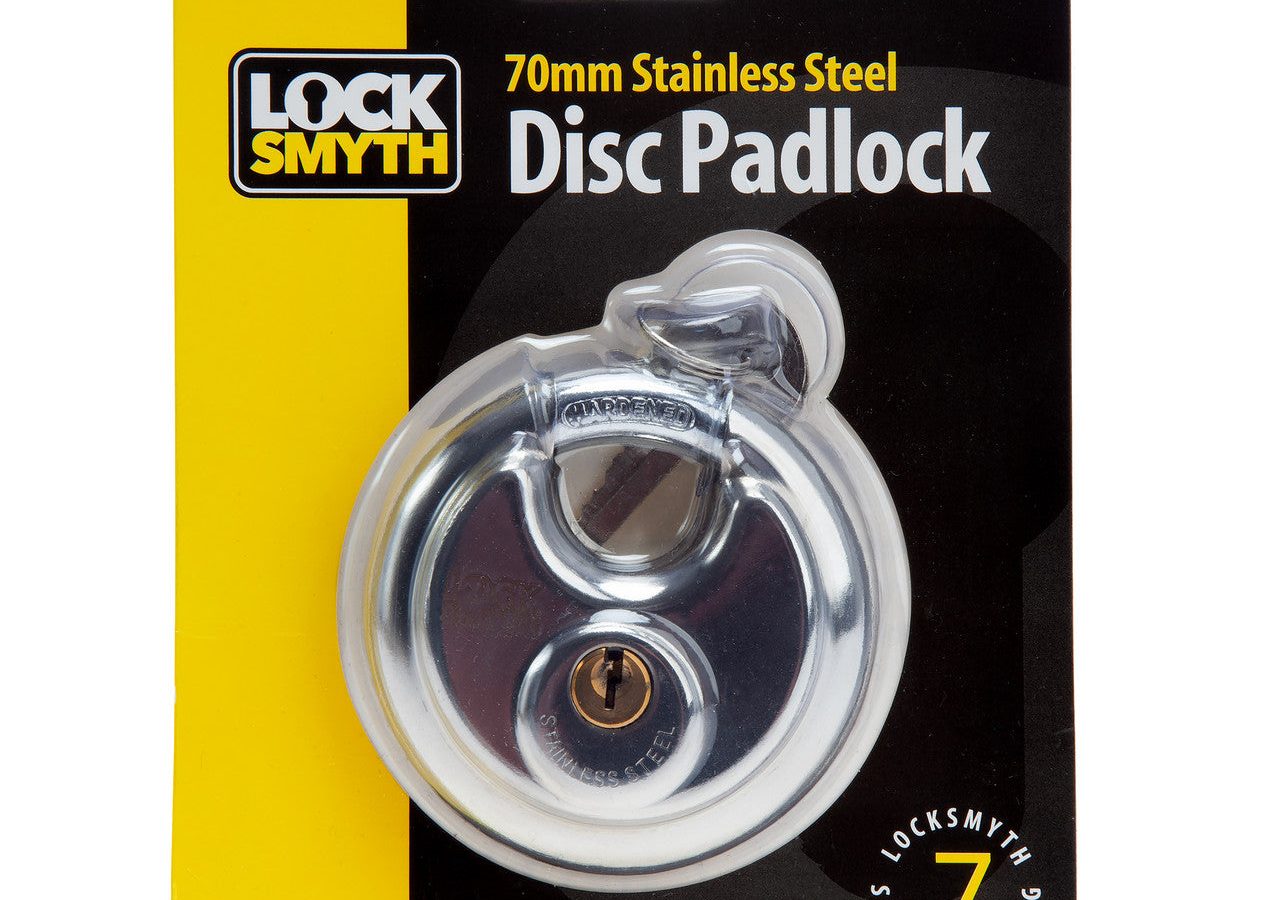 Locksmyth L2200031 Stainless Steel Disc Padlock 70mm