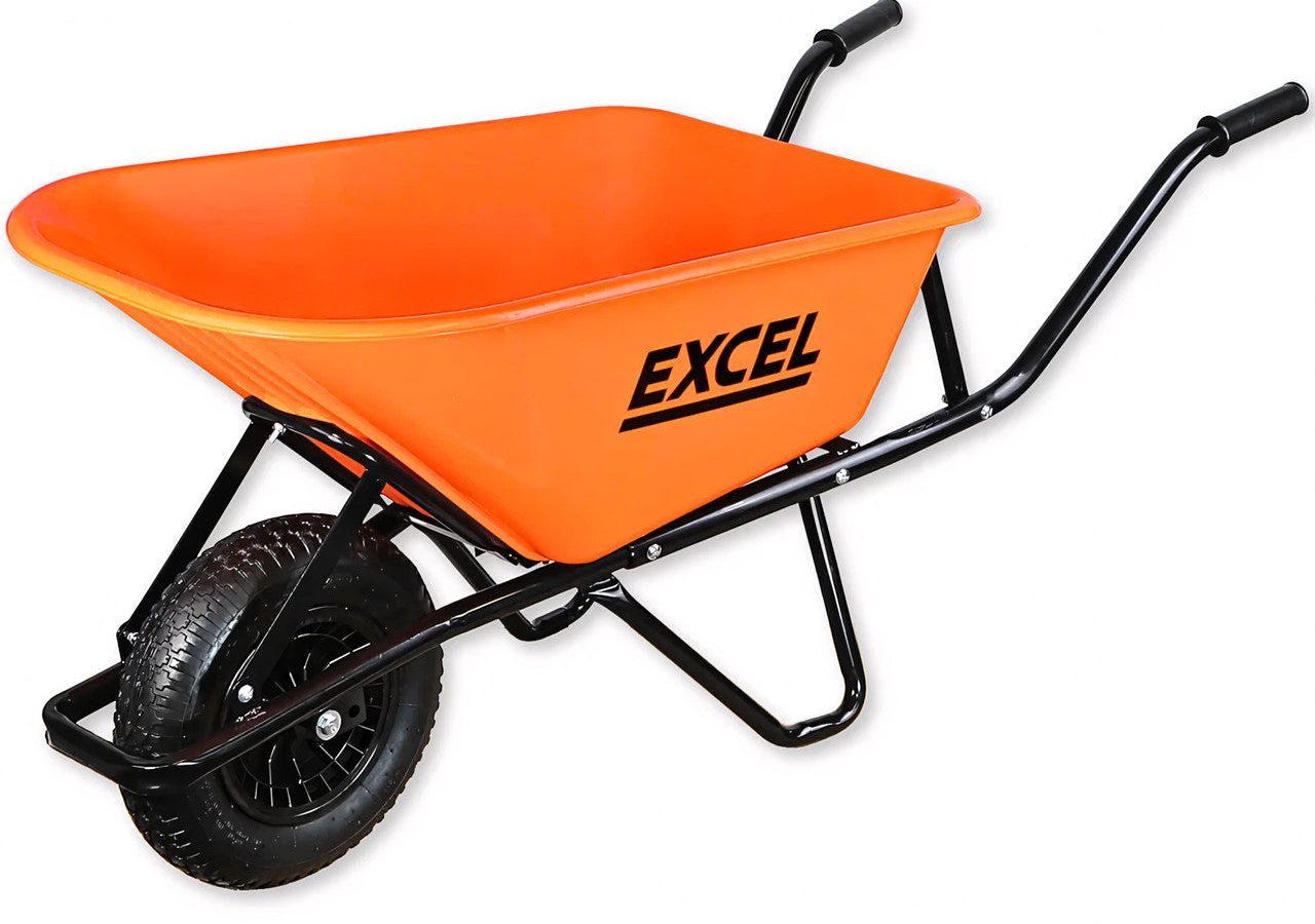 Excel 30372 Heavy-Duty Wheelbarrow with 100L HDPE Tray (Pallet of 6)