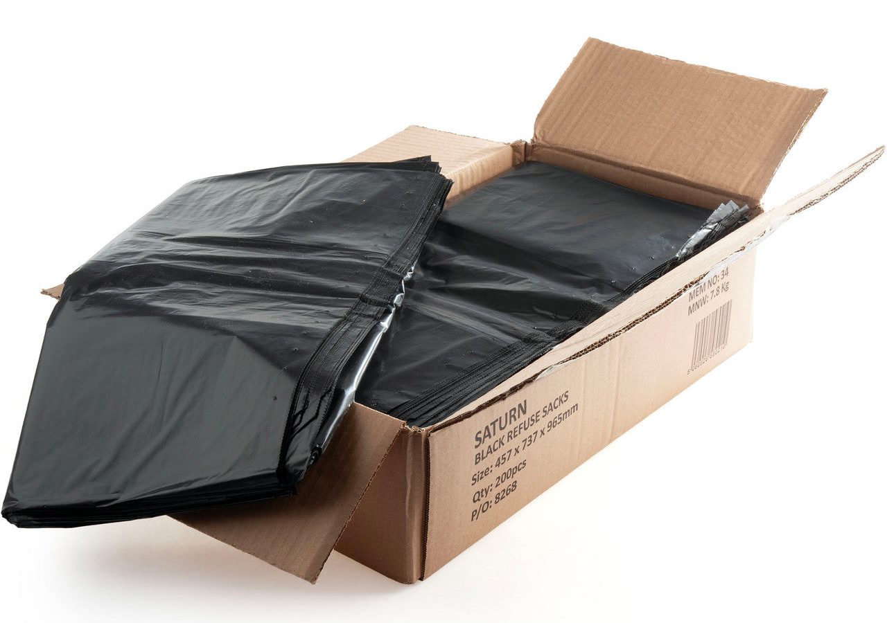 Punchin Saturn Black Refuse Sacks 90L (Box of 200)