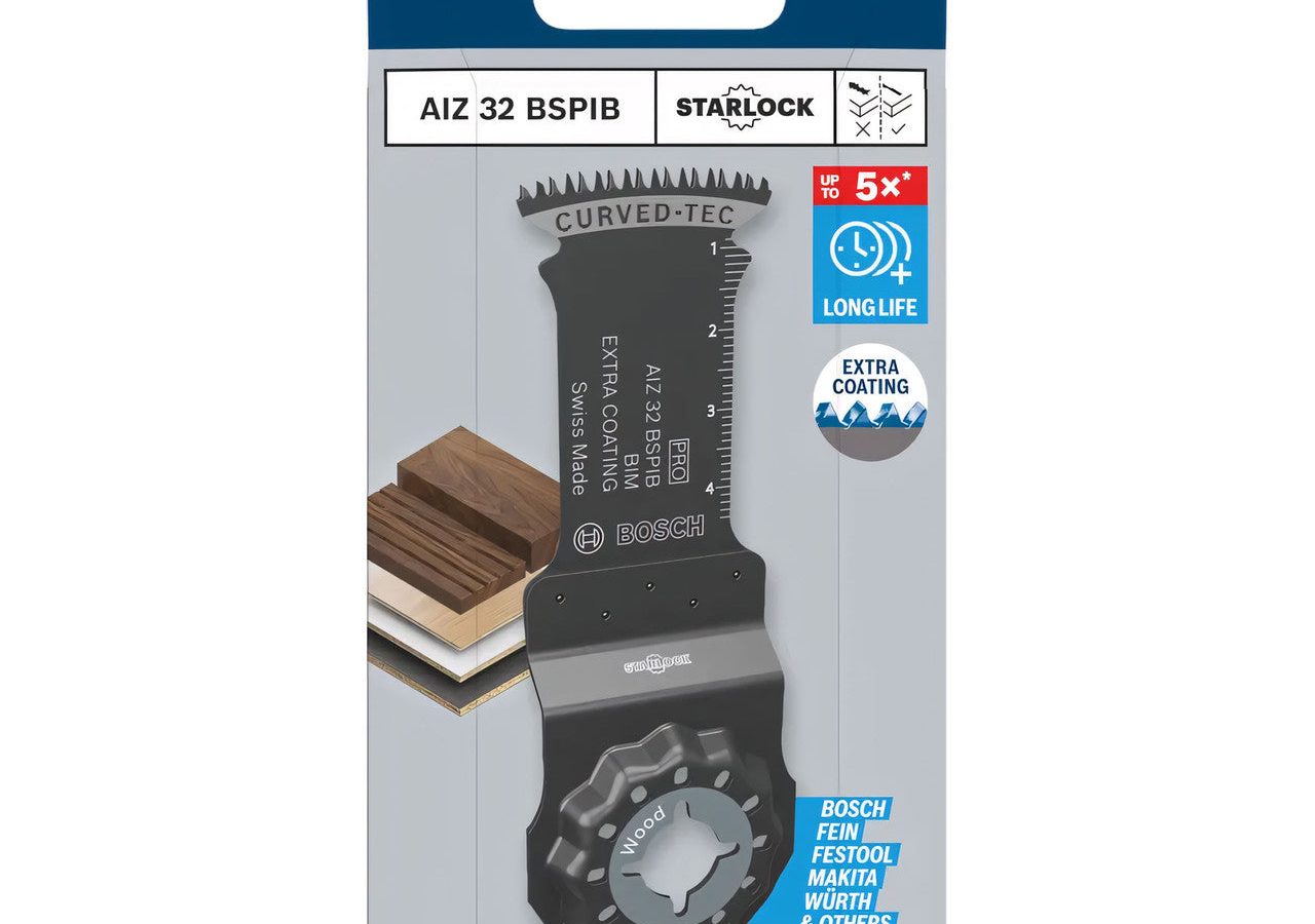 Bosch 2608669070 PRO AIZ 32 BSPIB Bi-Metal Starlock Plunge Cut Multi-Tool Blade for Hardwood & Abrasive Wood 32 x 50mm