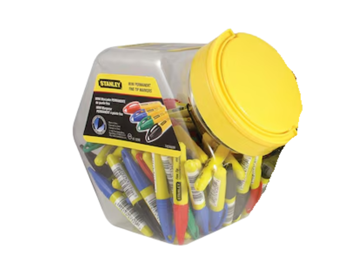 Stanley 1-47-329-72 Mini Multi Coloured Fine Tip Markers in Container (72 pcs)