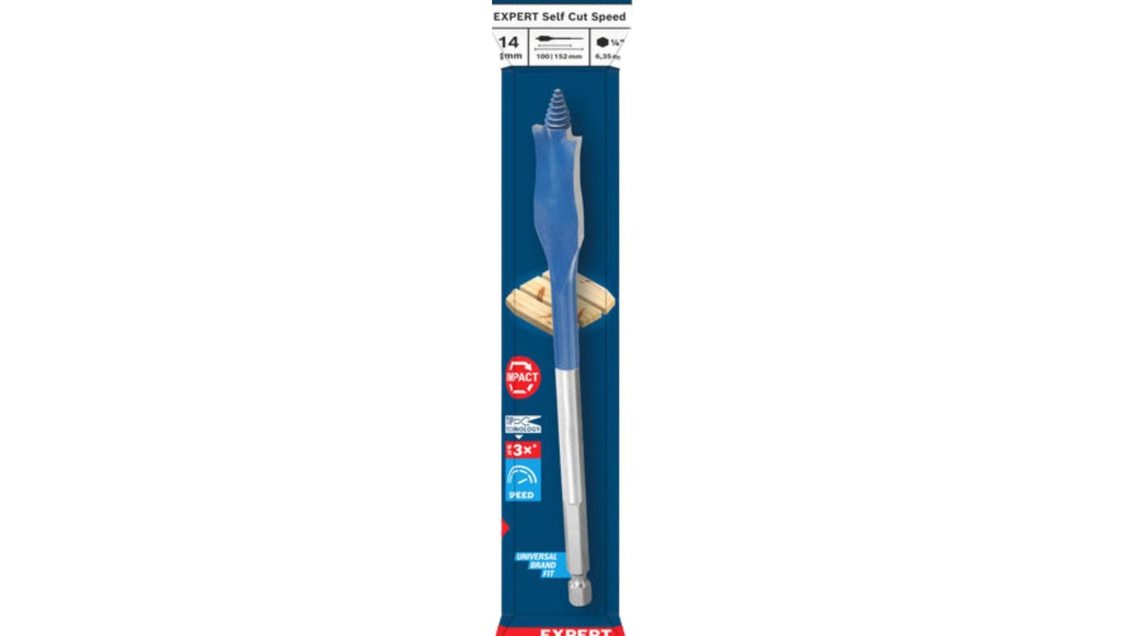 Bosch 2608902090 EXPERT Self Cut Speed Spade Drill Bit for Wood 14 x 100 x 152mm