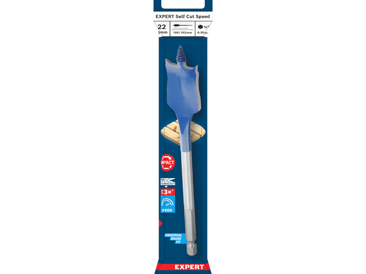 Bosch 2608902096 EXPERT Self Cut Speed Spade Drill Bit for Wood 22 x 100 x 152mm