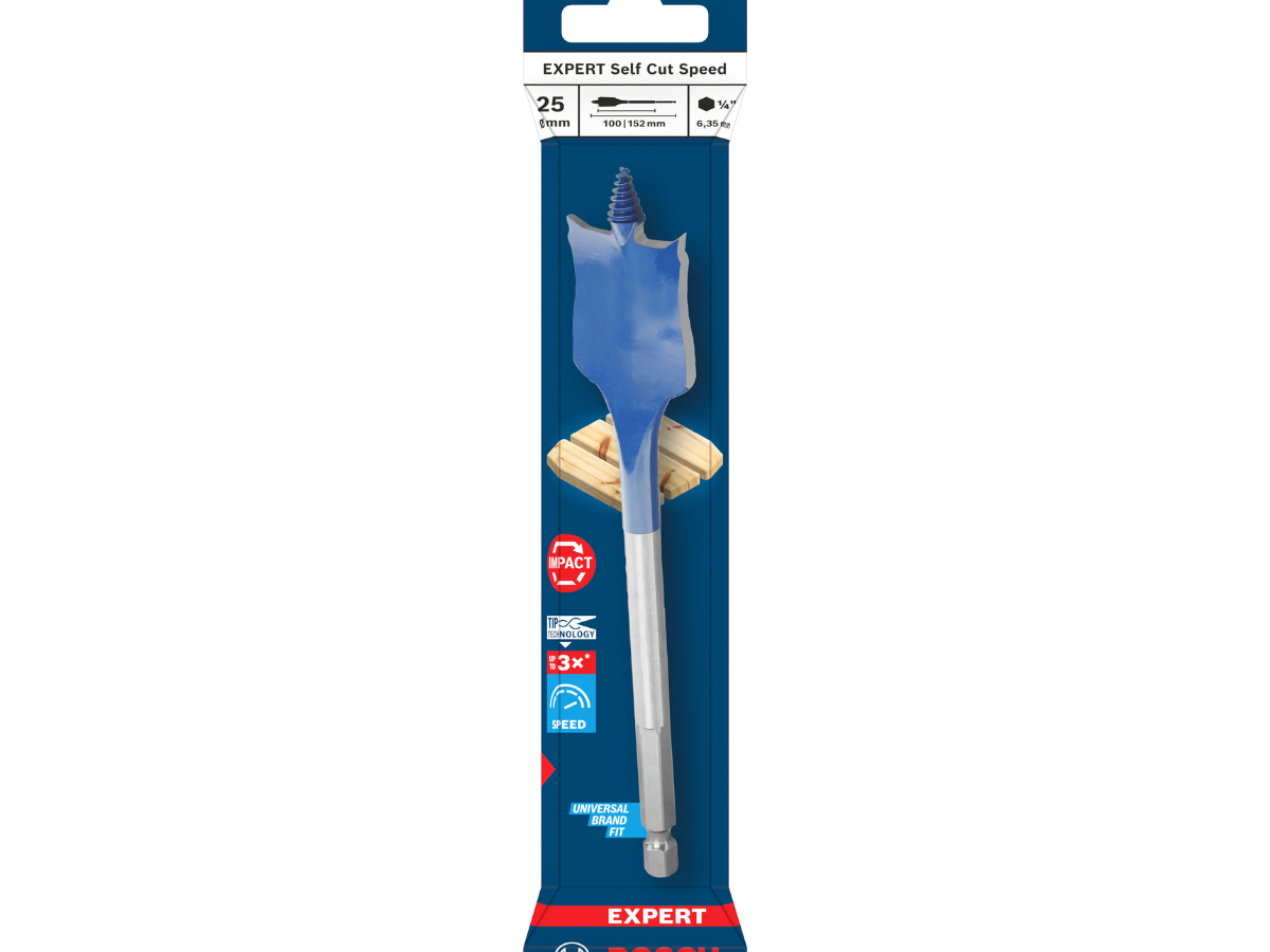Bosch 2608902098 EXPERT Self Cut Speed Spade Drill Bit for Wood 25 x 100 x 152mm