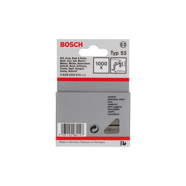 Bosch 2609200214 Fine Wire Staples Type 53 0.74 x 6mm (1000 Pack)
