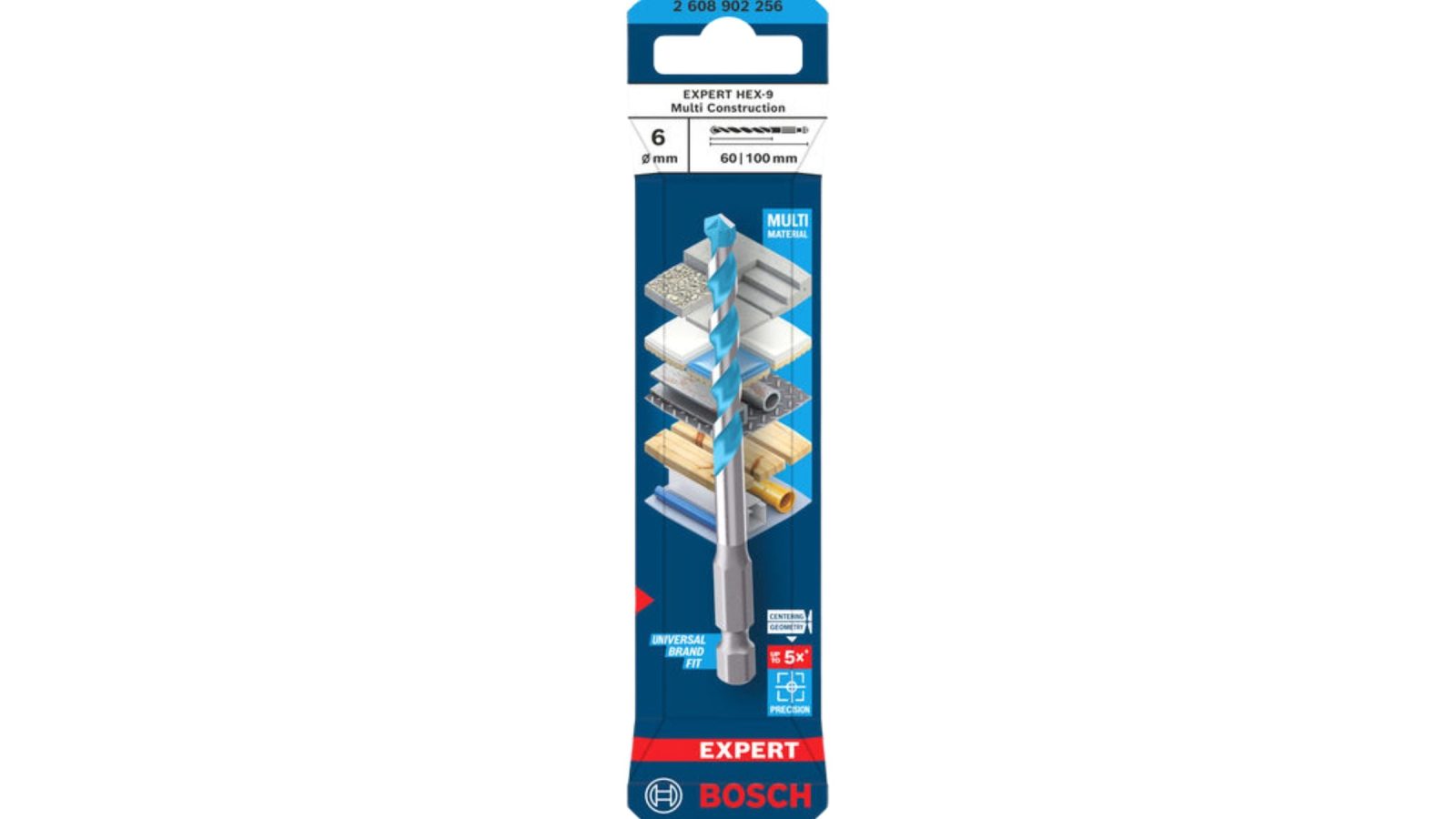 Bosch 2608902256 EXPERT HEX-9 Multi Construction Drill Bit 6 x 60 x 100mm