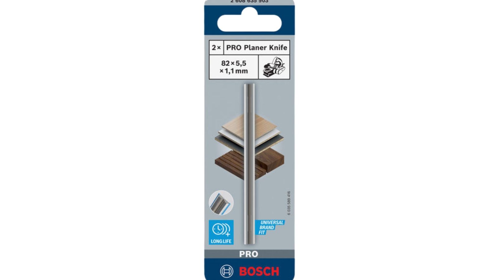 Bosch 2608635903 PRO Reversible Planer Knife 82 x 5.5 x 1.1mm (Pack of 2)