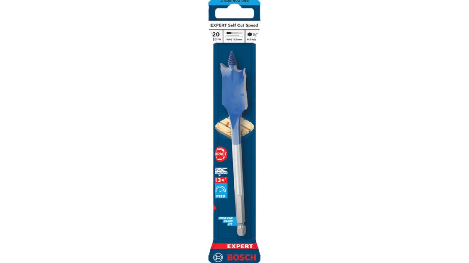 Bosch 2608902095 EXPERT Self Cut Speed Spade Drill Bit for Wood 20 x 100 x 152mm