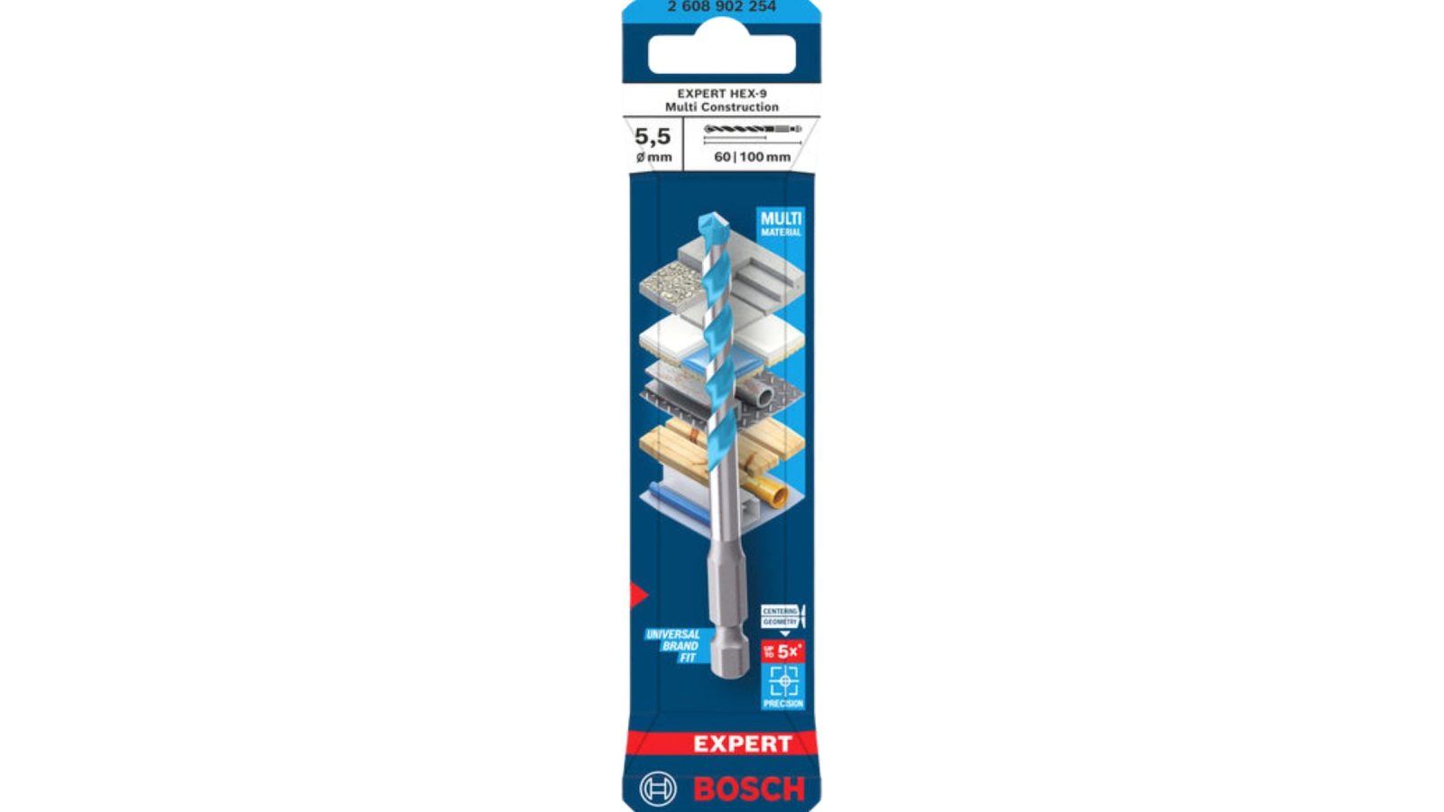 Bosch 2608902254 EXPERT HEX-9 Multi Construction Drill Bit 5.5 x 60 x 100mm