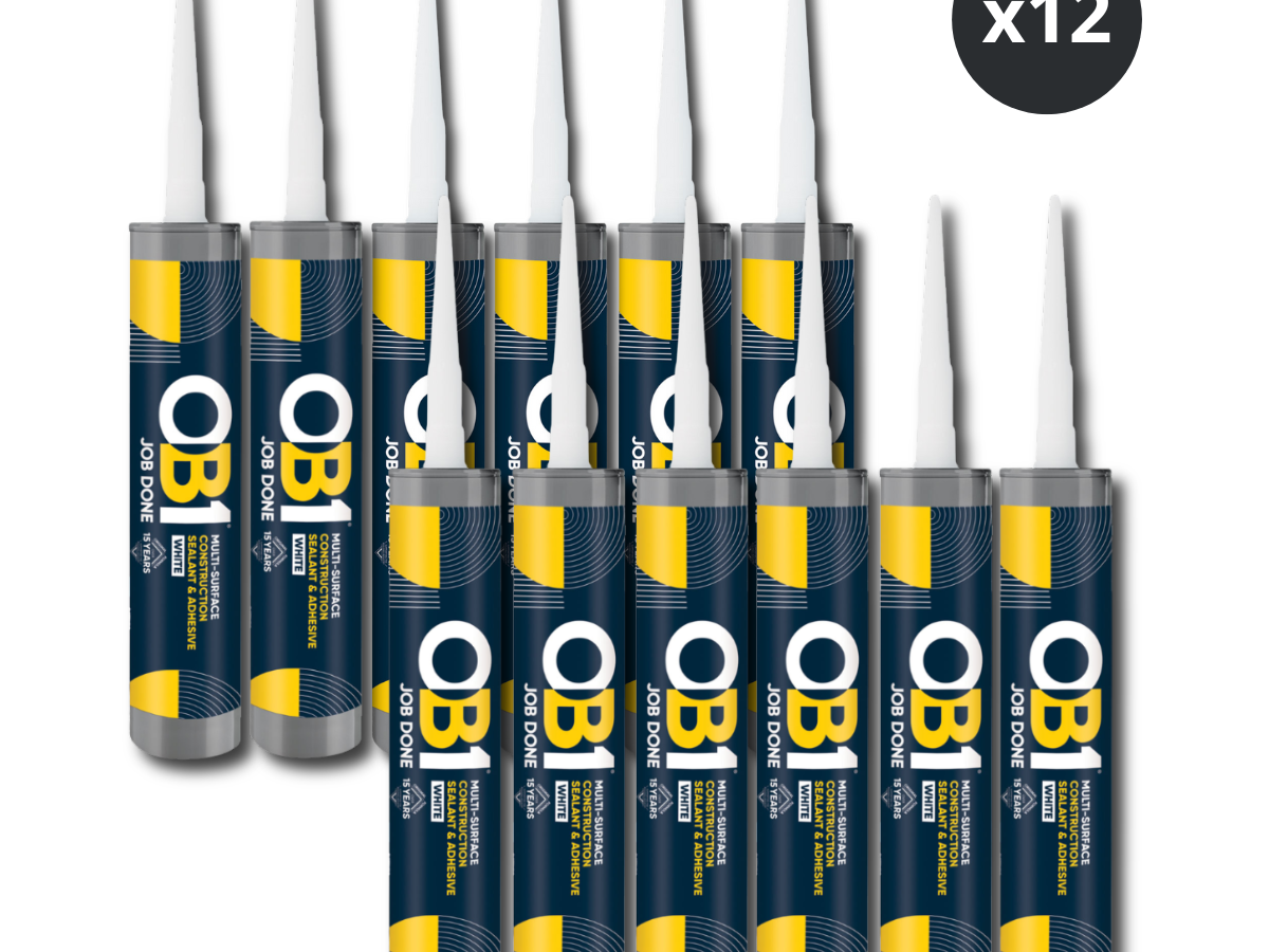 OB1 30617359 Multi-Surface Construction Sealant & Adhesive 290ml White (Box of 12)