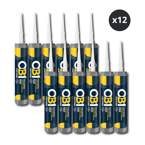 OB1 30617359 Multi-Surface Construction Sealant & Adhesive 290ml White (Box of 12)