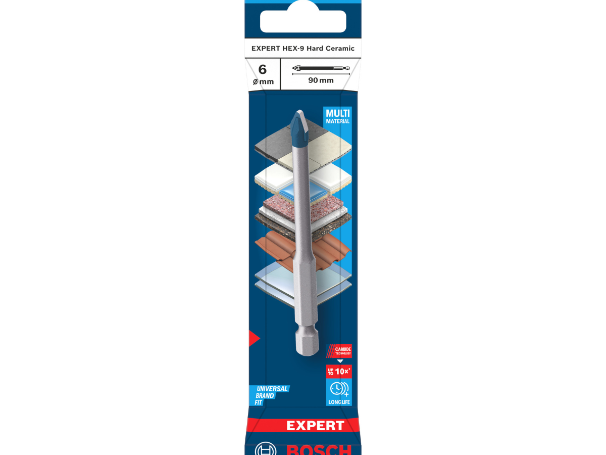 Bosch 2608902307 EXPERT HEX-9 HardCeramic Tile Drill Bit 6 x 90mm