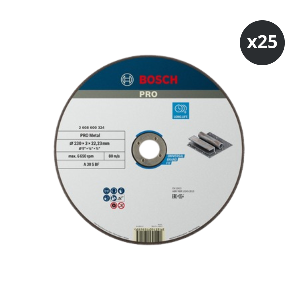 Bosch 2608600324 EXPERT Metal Cutting Disc 230mm (Pack of 25)