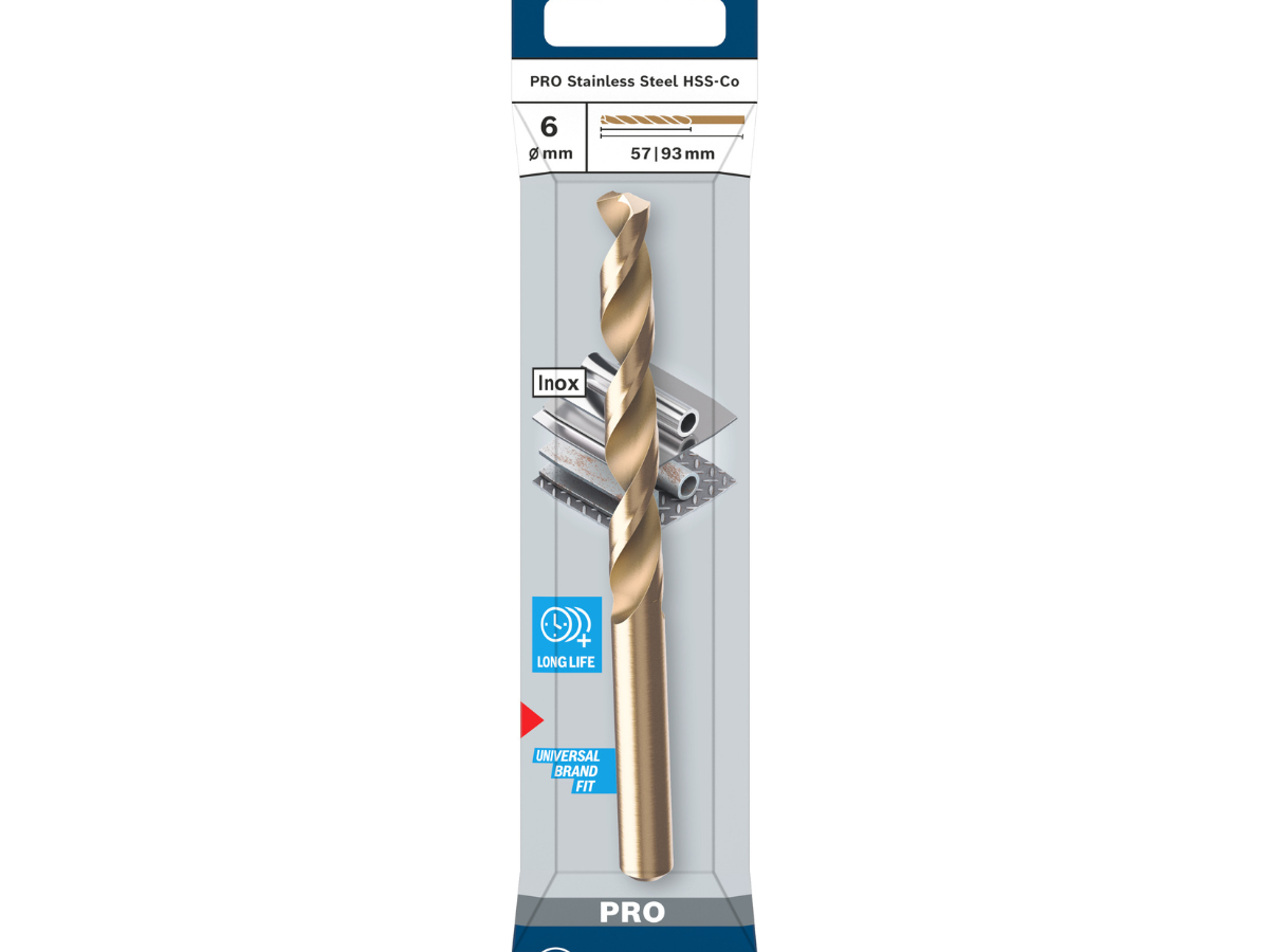 Bosch 2608577604 PRO HSS-Co Cobalt Twist Drill Bit for Metal 6 x 57 x 93mm