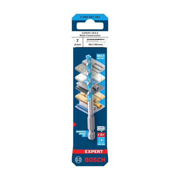Bosch 2608902262 EXPERT HEX-9 Multi Construction Drill Bit 7 x 60 x 100mm